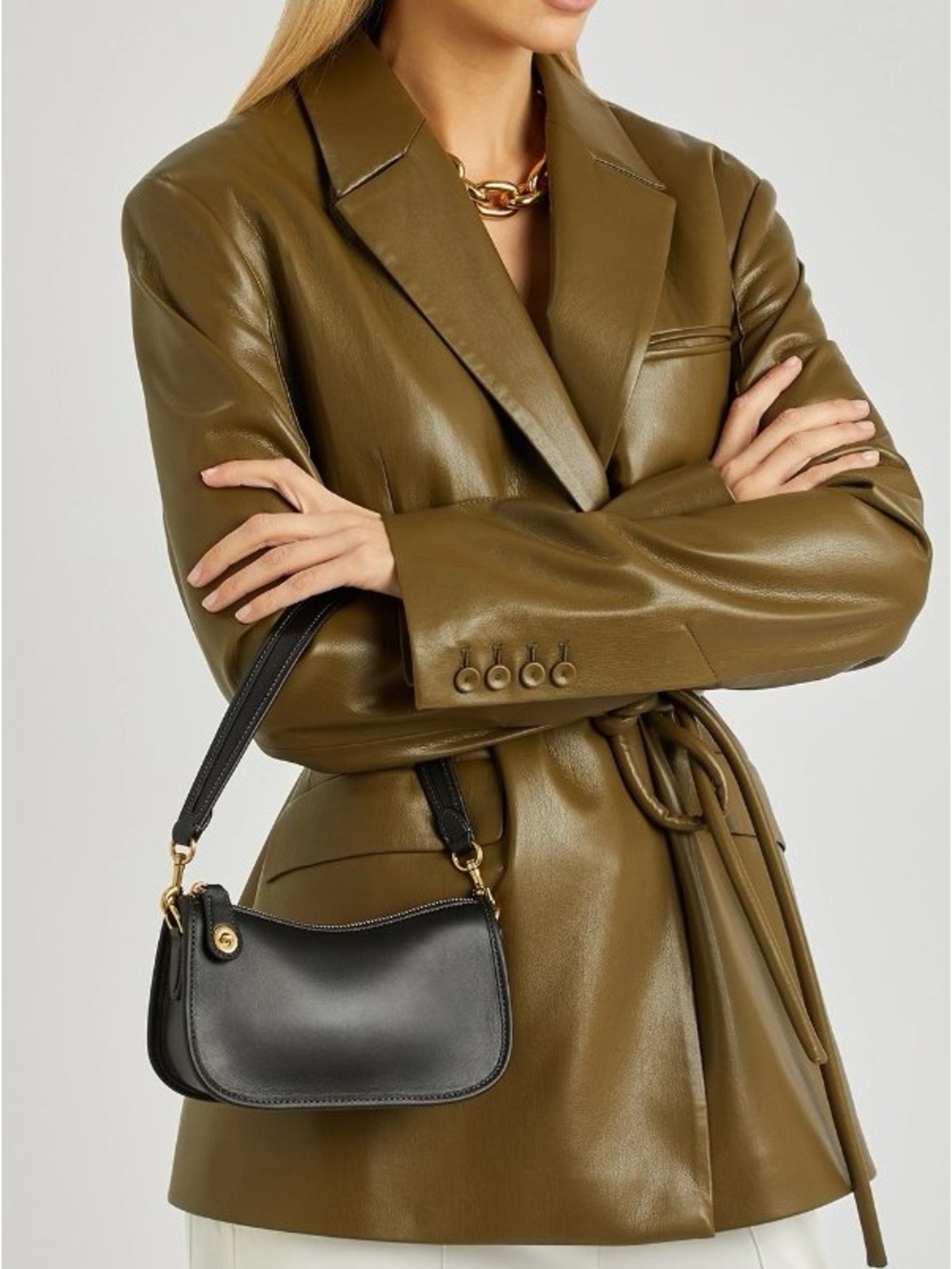 Coach The Swinger 20 Small Black Leather Shoulder Bag - Picture 2 of 8